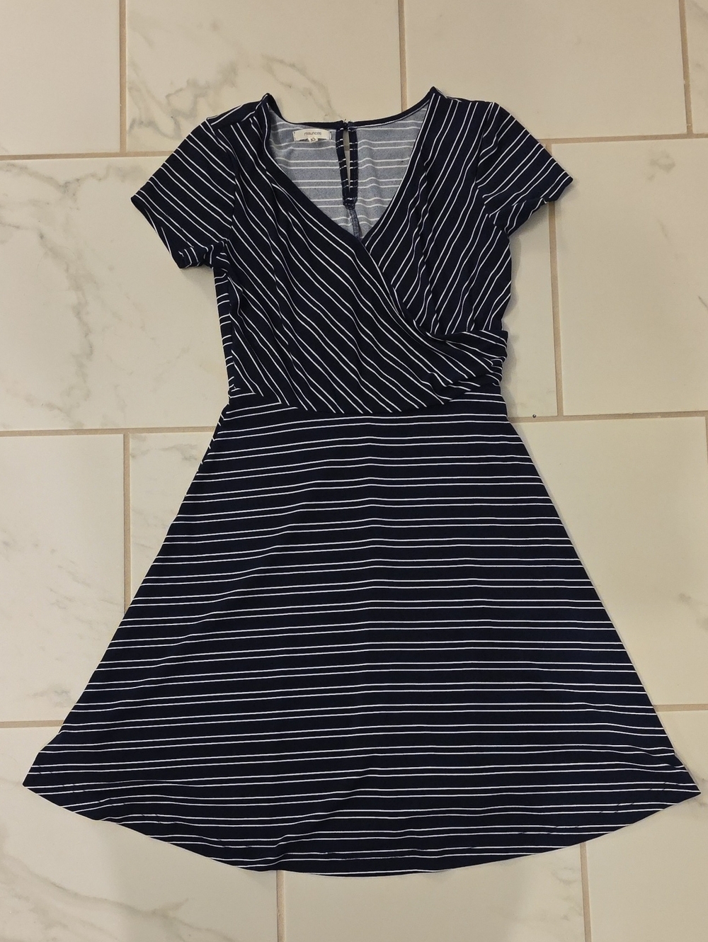 Maurices Navy and White Striped Wrap-Style Dress